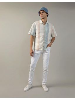 American Eagle - Men Multicolored Striped Button-Up Poolside Casual Shirt