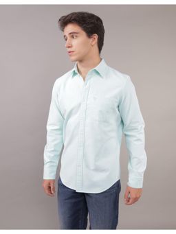 American Eagle - Men Blue Slim Fit Solid Oxford Button-Up Casual Shirt