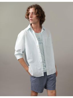 American Eagle - Men Blue Everyday Poplin Striped Button-Up Casual Shirt