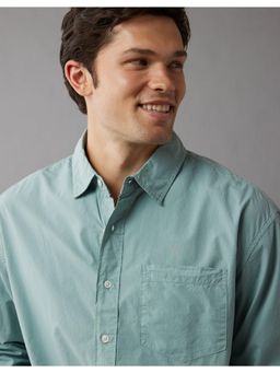 American Eagle - Men Green Everyday Poplin Button-Up Casual Shirt