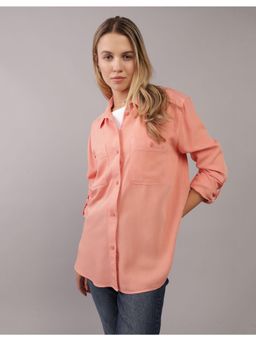 American Eagle - Men Peach Full-Sleeve Button-Up Casual Shirt