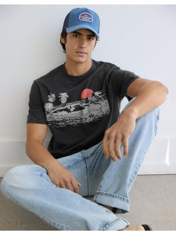 American Eagle - Men Grey Graphic Print T-Shirt