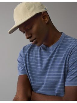 American Eagle - Men Blue Oversized Stripes T-Shirt