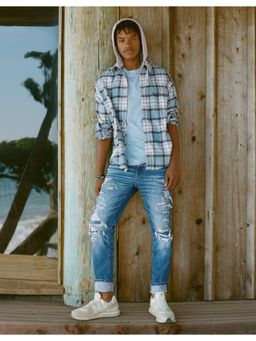 American Eagle - Men Blue Air Flex+ Patched Slim Jeans