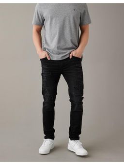 American Eagle - Men Black Air Flex+ Patched Skinny Jeans
