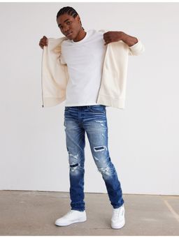 American Eagle - Men Blue Air Flex+ Patched Slim Jeans