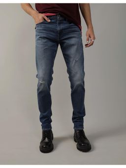 American Eagle - Men Blue Air Flex+ Distressed Skinny Jeans