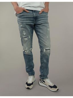 American Eagle - Men Blue Air Flex+ Athletic Skinny Patched Jeans