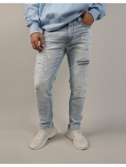 American Eagle - Men Blue Air Flex+ Patched Athletic Skinny Jeans