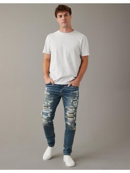 American Eagle - Men Blue Airflex Patched Athletic Skinny Jeans