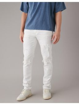 American Eagle - Men White Airflex Ripped Slim Jeans