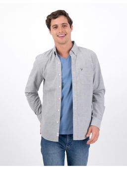 American Eagle - Men Grey Slim Fit Solid Oxford Button Up Shirt