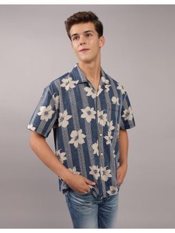 American Eagle - Men Blue Floral Print Pool Side Casual Shirt