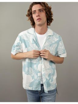 American Eagle - Men Blue Ae Floral Button-Up Poolside Casual Shirt