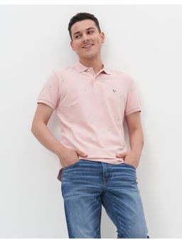 American Eagle - Men Pink Printed Flex Pique Polo T-Shirt