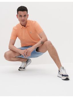 American Eagle - Men Orange Printed Flex Pique Polo T-Shirt