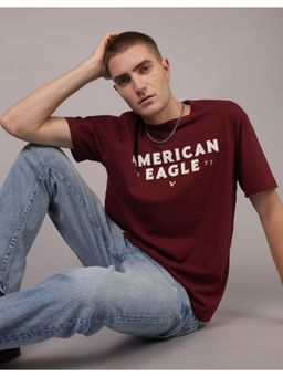 American Eagle - Maroon Ae Elevated Logo Typography T-Shirt