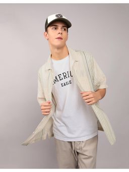 American Eagle - Ae Linen-Blend Striped Button-Up Poolside Casual Shirt