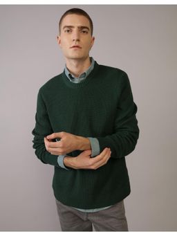 American Eagle - Green Solid Round Neck Sweater