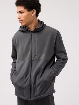 American Eagle - Men's Grey Fleece Zip-Up Hoodie