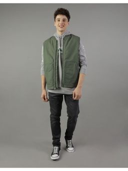 American Eagle - Men Green Solid Jacket