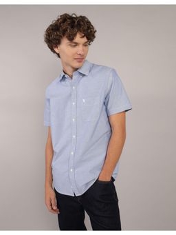 American Eagle - Men Blue Solid Slim Fit Button-Up Shirt