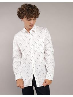 American Eagle - Men White Slim Fit Printed Button-Up Shirt