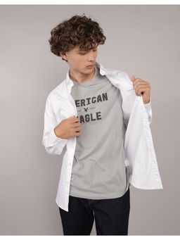 American Eagle - Men White Slim Fit Solid Oxford Button-Up Shirt