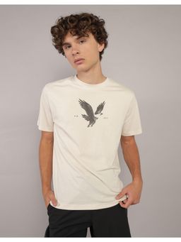 American Eagle - Men White Logo Print T-shirt