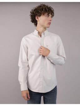 American Eagle - Men Light Grey Full Sleeves Solid Shirt