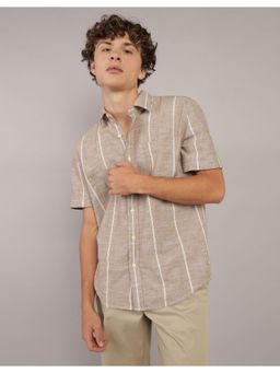 American Eagle - Men Light Brown Stripes Button-Up Shirt