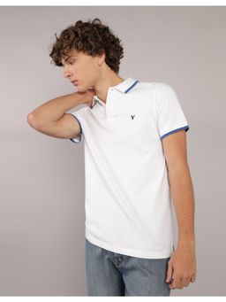 American Eagle - Men White Tipped Flex Pique Polo T-shirt