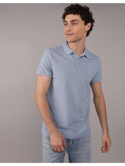 American Eagle - Men Blue Slim Fit Flex Pique Polo T-shirt