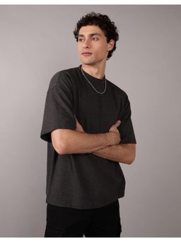 American Eagle - Men Grey Oversized Solid T-shirt