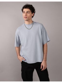 American Eagle - Men Blue Oversized Solid T-shirt