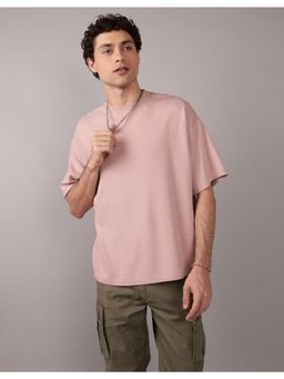 American Eagle - Men Pink Oversized Solid T-shirt