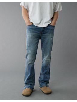 American Eagle - Men Blue Easyflex Patched Slim Bootcut Jeans