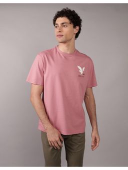 American Eagle - Men Pink Cotton Round Neck T-Shirt