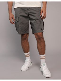 American Eagle - Men Grey Cotton Blend Solid Shorts