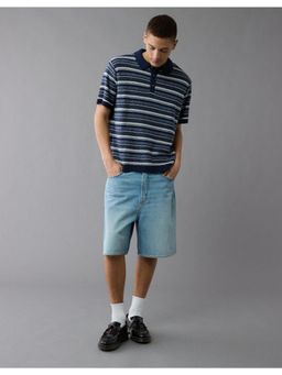 American Eagle - Men Navy Blue Stripes Polo T-shirt