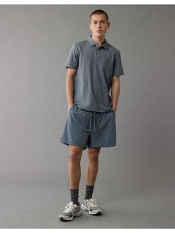 American Eagle - Men Grey Textured Polo T-shirt