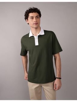 American Eagle - Men Green Contrast Collar Polo Shirt