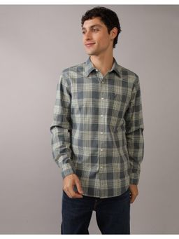 American Eagle - Men Grey Checks Full Sleeves Shirt
