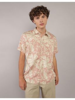 American Eagle - Men Pink Floral Print Slim Fit Half Sleeves Shirt