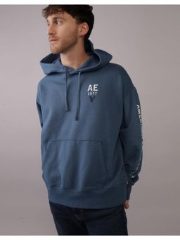 American Eagle - Men Blue Logo Graphic Hoodie