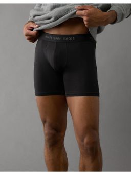 American Eagle - Black Solid Cotton Blend Boxer Brief