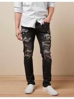 American Eagle - Mens Black Airflex Patched Slim Jeans