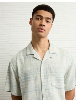 American Eagle - Men Textured Striped Button-Up Poolside Shirt