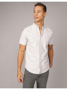 American Eagle - Men White Short-Sleeve Slim Fit Button-Up Shirt