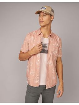 American Eagle - Men Coral Poolside Button-Up Shirt